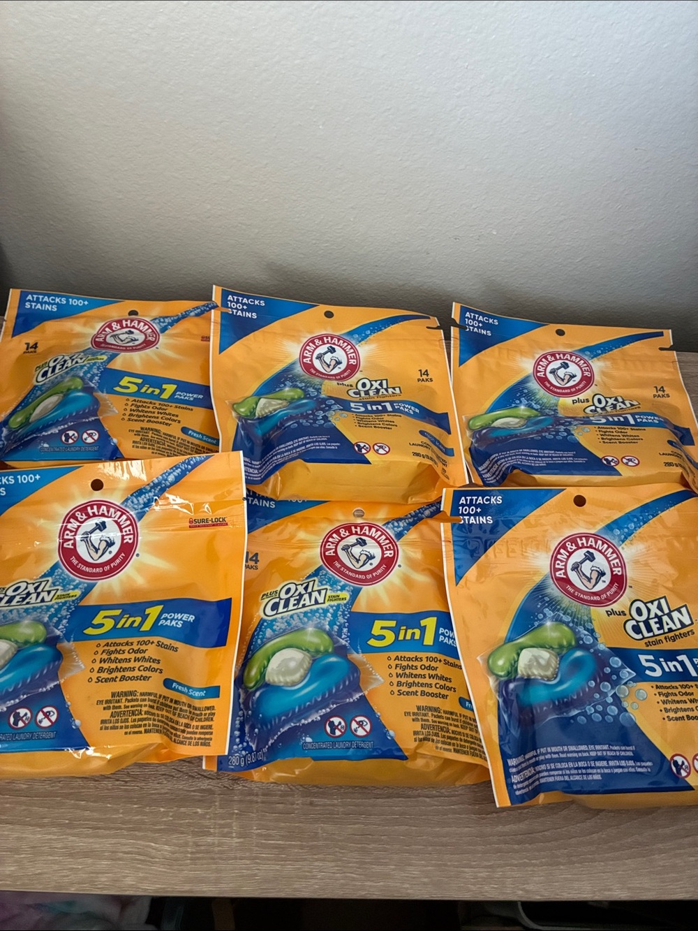 Arm & Hammer 5-in-1 Oxi Clean Laundry Detergent Pacs - Yellow & Blue